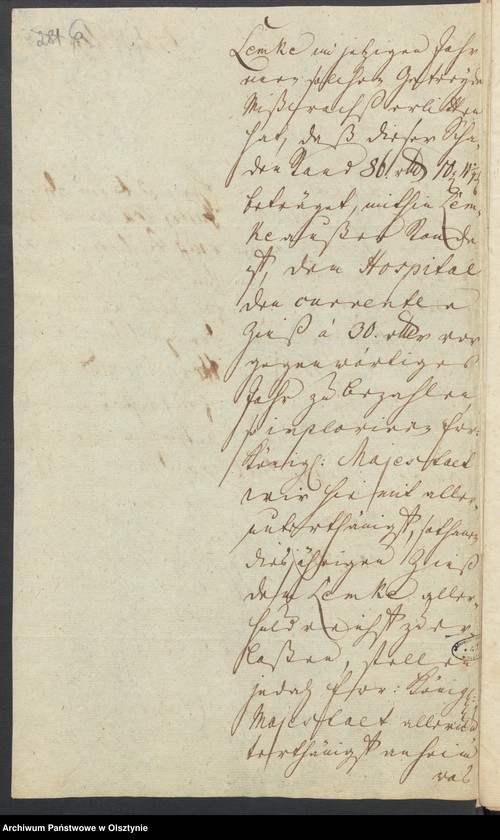 image.from.unit.number "In S. [Sachen] des Erbpächters der Rastenburgischen Hospital Huben zu Mulack [Muławki] Michael Lemcke wegen erlittenen Mißwachses und gebethener Zins=Erlaßung"