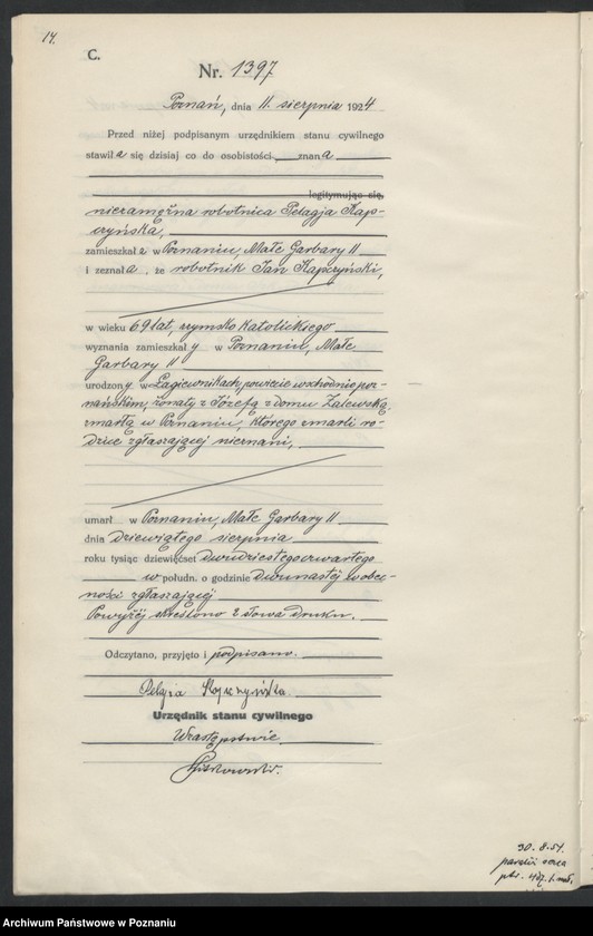 Obraz 16 z jednostki "Księga miejscowa zgonów tom III [Rejestr główny zgonów]"
