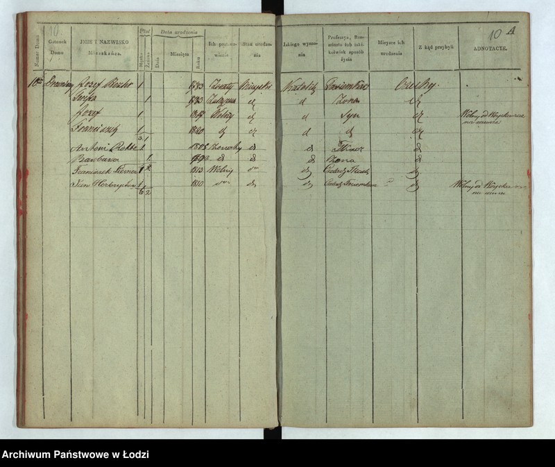 Obraz 11 z jednostki "[Księga ludności stałej Osada tkacka Łódka nr 1-168] "