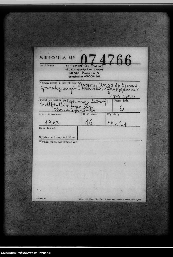 Obraz 2 z jednostki "Allgemeines betreff: Veröffentlichungen über Kreissippenämter"