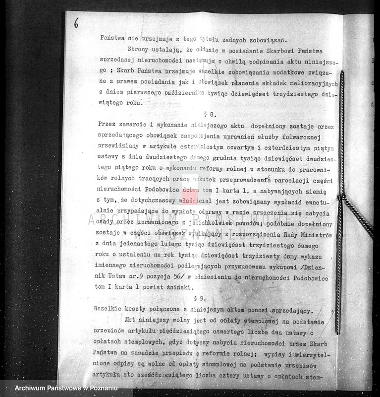 Obraz 10 z jednostki "Majątek Podobowice w powiecie żnińskim nabycie nieruchomości w trybie art.. 8 ustawy o wykonaniu reformy rolnej"