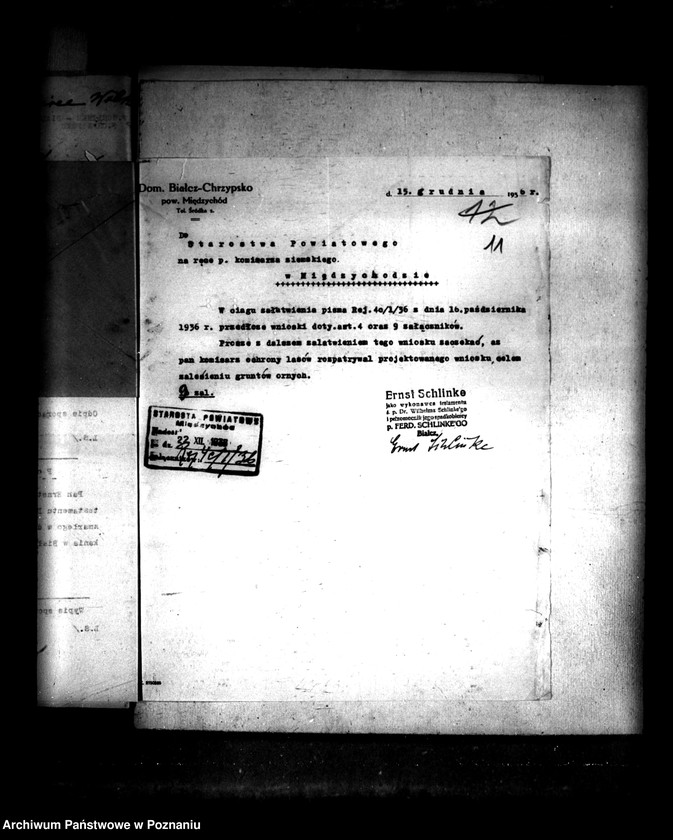 Obraz 15 z jednostki "Majątek Białcz powiat międzychodzki wyłączenie z art. 4/5 ustawy o reformie rolnej Dr Wilhelm Schlinke"