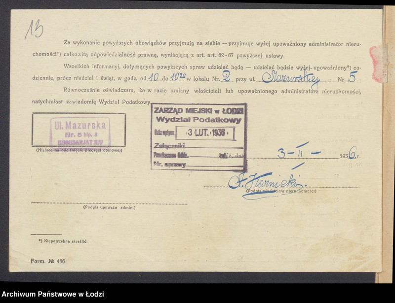 image.from.unit.number "Księga inwentarzowa nieruchomości m. Łodzi ul. Mazurska"