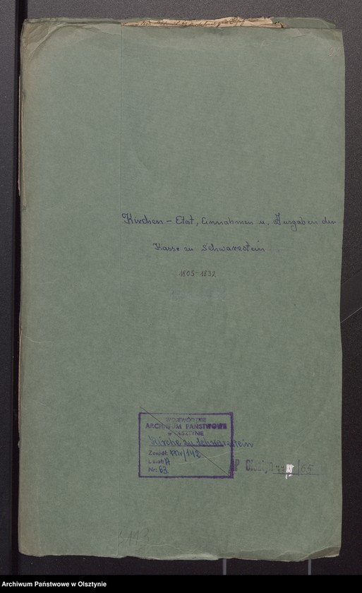 image.from.unit.number "Kirchen Etat, Einnahme und Ausgabe der Kasse zu Schwarzstein"