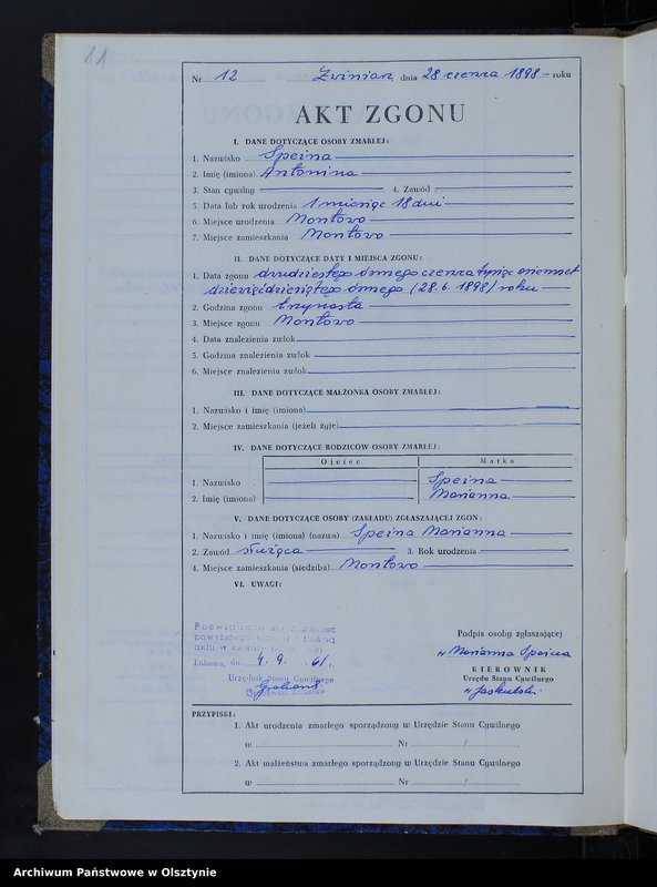 image.from.unit.number "Księga zgonów Nr 1 - 35 i 1 - 44 /przepisana w języku polskim z oryginału niemieckiego w dniach 4.09.-7.09.1961/"