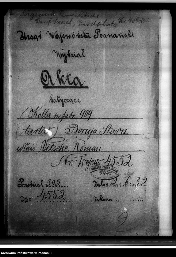 image.from.unit.number "Tartak parowy R. Nitsche w Boruji Starej powiat wolsztyński nr woj. kotła 4552"