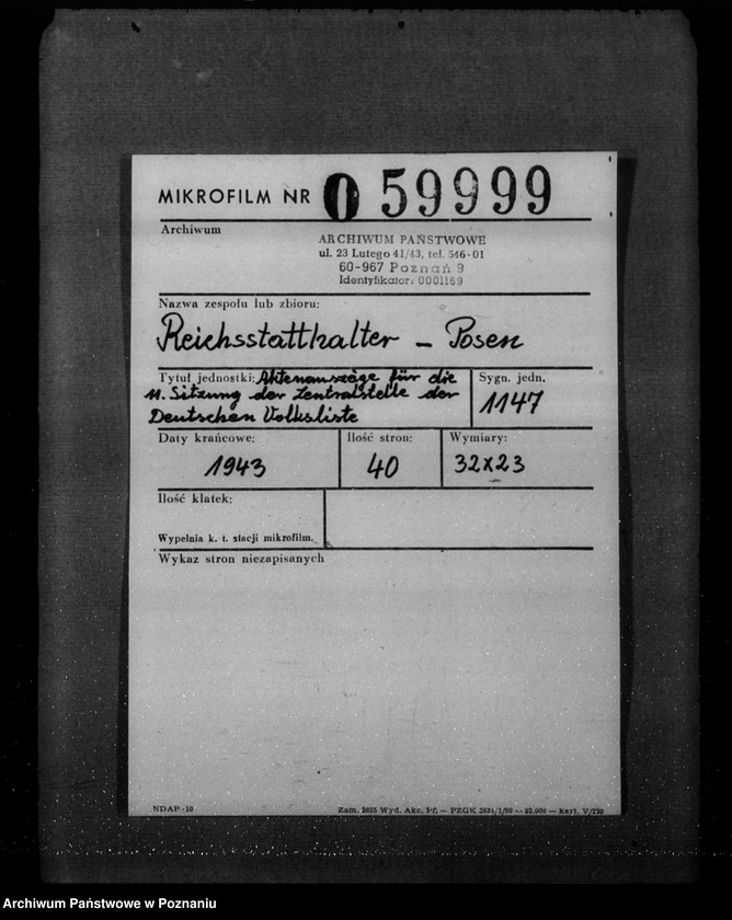 Obraz 2 z jednostki "Aktenauszüge für die 11.Sitzung der Zentralstelle der Deutschen Volksliste"