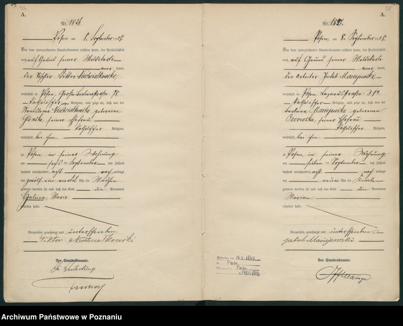 Obraz 20 z jednostki "Księga miejscowa urodzeń tom IV-V [Rejestr główny urodzeń]"