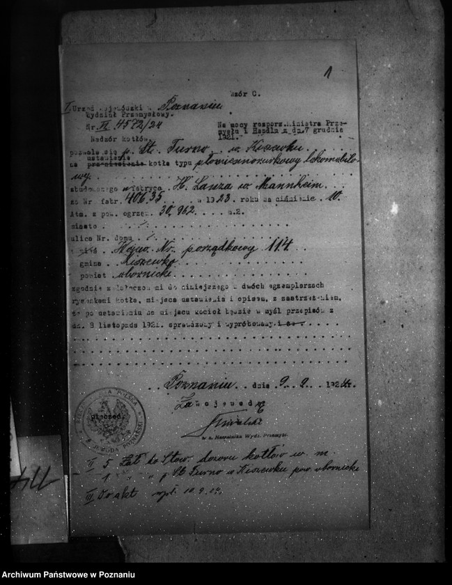 Obraz 5 z jednostki "Młyn parowy w Kiszewku, pow. obornicki własność St. Turno nr woj 114"