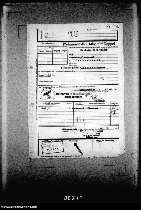 Obraz 16 z jednostki "Frachtbriefe doppel einige Ausgang vom 1301-1825a. [Wtórniki listów przewozowych]"