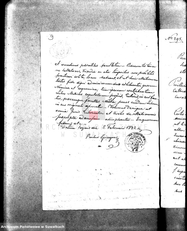 image.from.unit.number "Annexa do Akt Małżeństw Parafij Suwalskiey za Rok 1842."