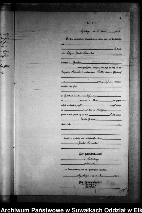 image.from.unit.number "Geburts-Neben-Register des Preussischen Standes-Amtes Gr. Strengeln Kreis Angerburg"