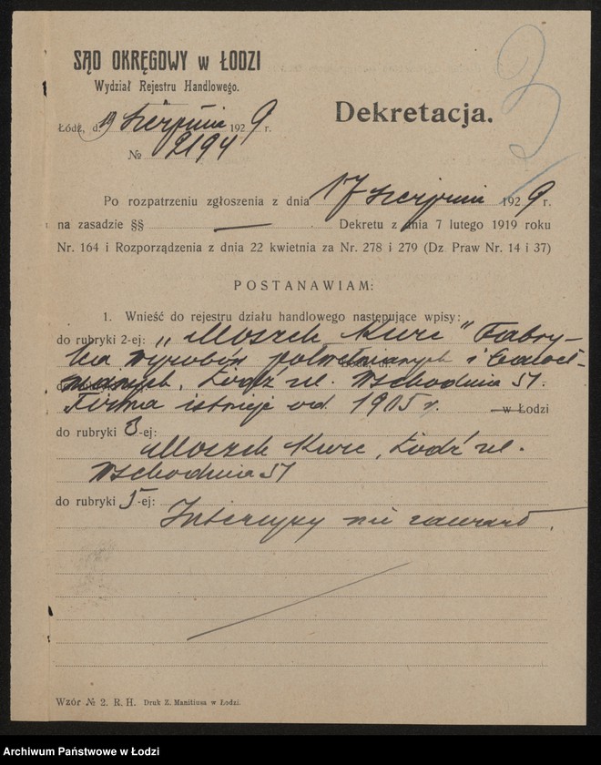 Obraz 5 z jednostki "Moszek Kurc – fabryka wyrobów półwełnianych i bawełnianych"