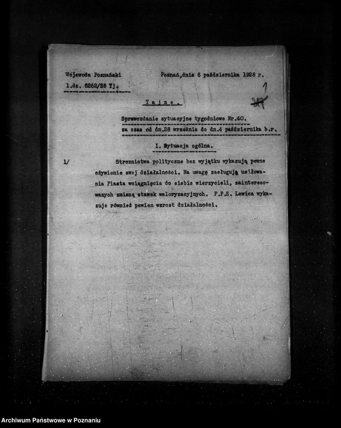 Obraz 5 z jednostki "Sprawozdania sytuacyjne tygodniowe za czas od 28 września do dnia 1 listopada 1928 r."
