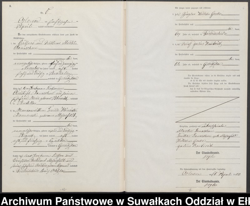 image.from.unit.number "Heiraths-Neben-Register des Preussischen Standes-Amtes Orlowen Kreis Loetzen"
