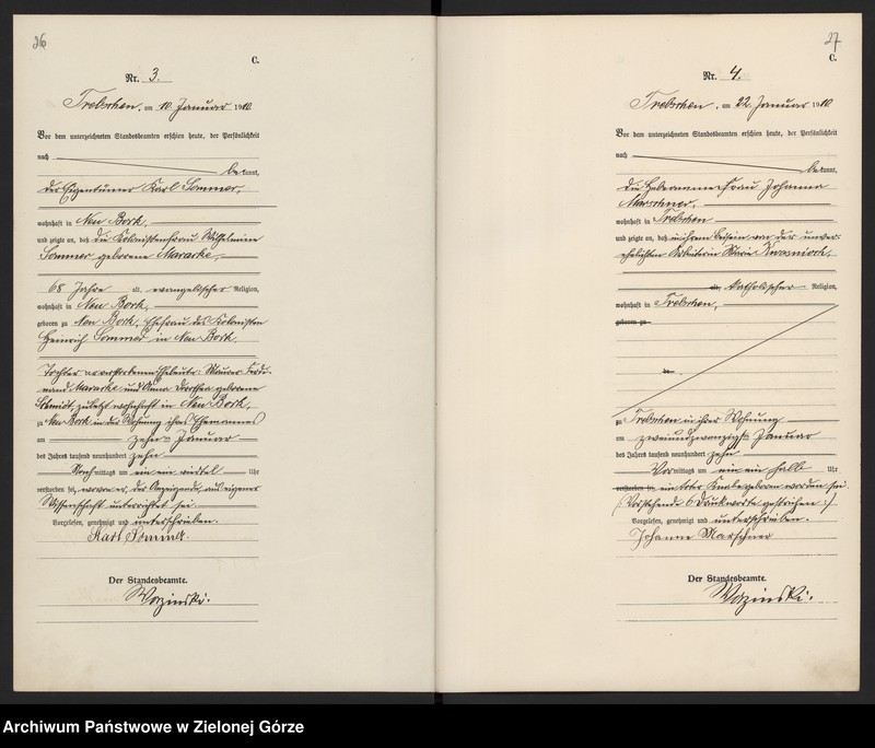 image.from.unit.number "Sterbe-Register (Haupt Register) Standesamt Trebschen Kreis Züllichau-Schwiebus 1908 bis 1922"