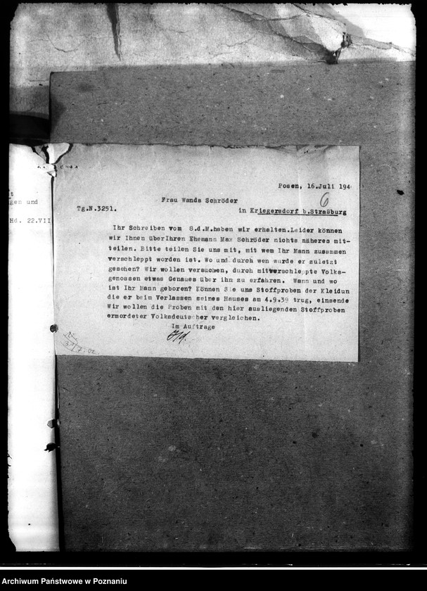 Obraz 10 z jednostki "Korespondencja w sprawie miejscowych Niemców, którzy zginęli w 1939 roku"