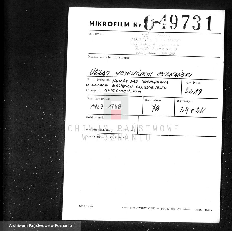 Obraz 2 z jednostki "Nadzór nad gospodarką w lasach majątku Czerniejewo powiecie gnieźnieńskim"