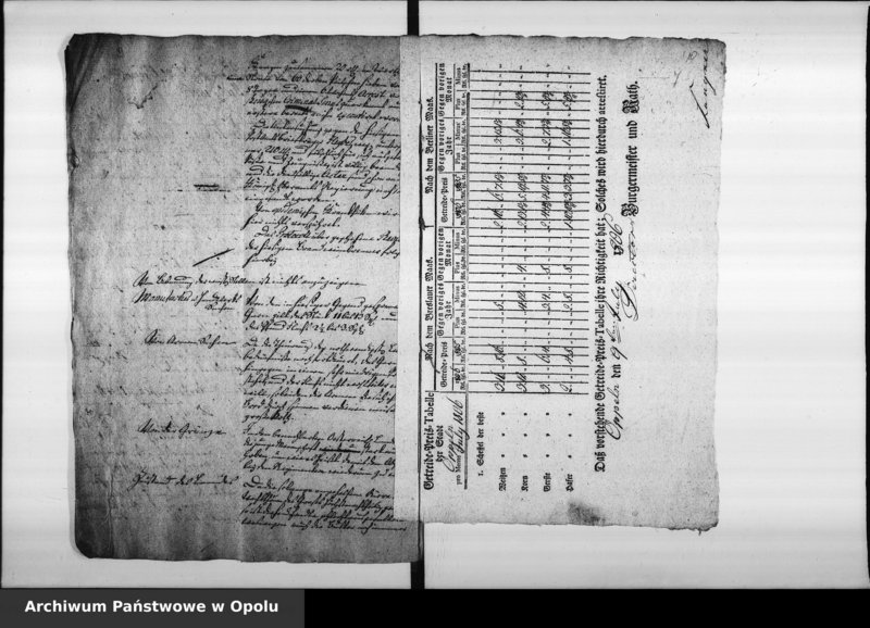 Obraz 12 z jednostki "Acta des Magistrats zu Oppeln von Monatlichen Zeitungs Berichte der Preiss Tabelle und diesfällige Corespondence Vol. XI angefangen im Juny 1806 bis ult[imo] Dec[ember] 1810"