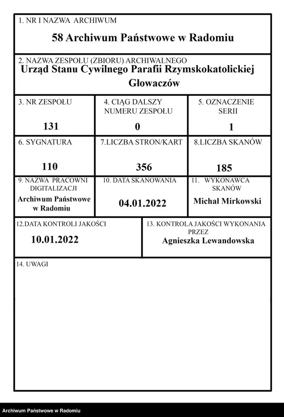 image.from.unit.number "Urząd Stanu Cywilnego w Głowaczowie Akta urodzeń, małżeństw, zgonów 1918 rok"