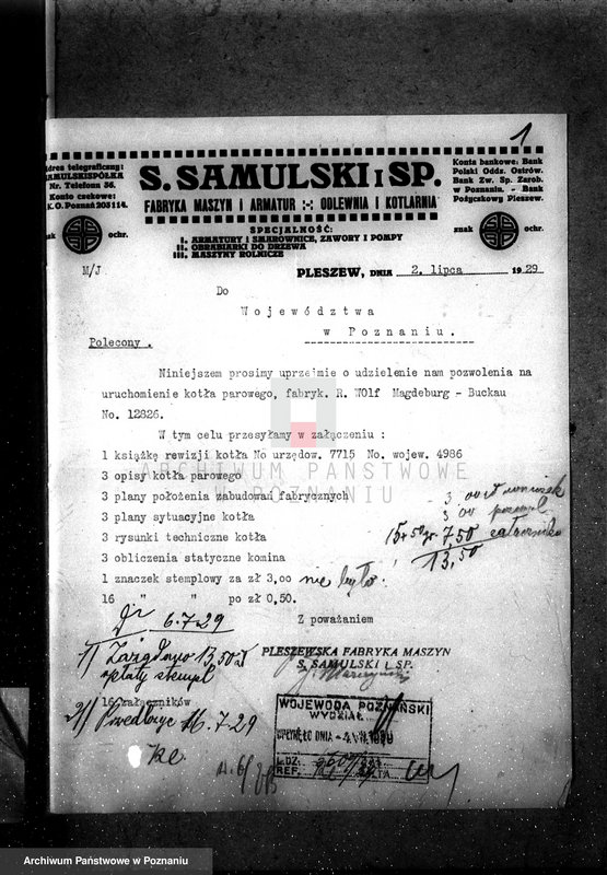 Obraz 5 z jednostki "Pleszewska Fabryka Maszyn S. Samulski i Spółka Pleszew nr fabr. kotła 12826 nr woj. kotła 4986"