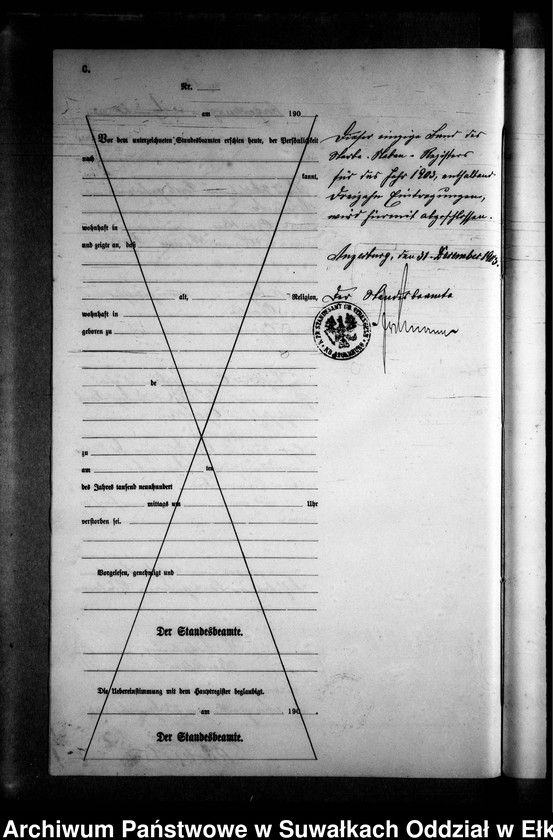 image.from.unit.number "Sterbe-Neben-Register des Preussischen Standes-Amtes Gross Strengeln Kreis Angerburg"