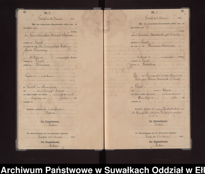 image.from.unit.number "Sterbe-Neben-Register des Königlichen Preussischen Standes-Amtes Gneist Kreis Loetzen"