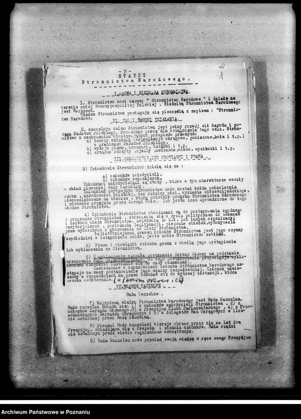 Obraz 4 z jednostki "Statut, instrukcje, regulaminy Stronnictwa Narodowego, okólniki i regulaminy Zarządu Grodzkiego oraz protokoły z zebrań kół - Zarys organizacji kierownictwa Koła Stronnictwa Narodowego sprawozdania z działalności"