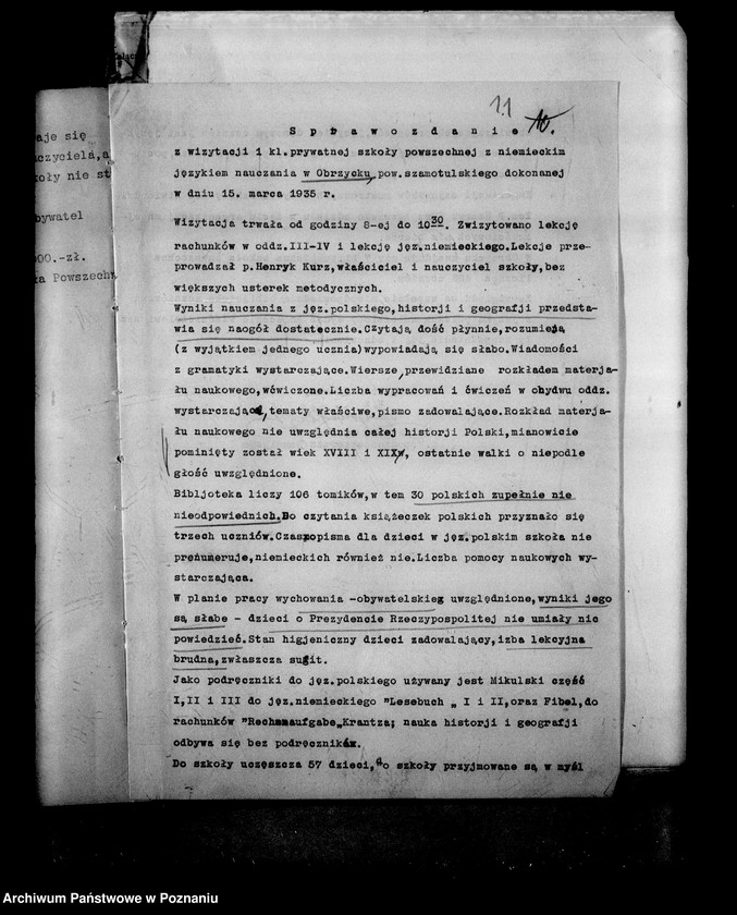 Obraz 14 z jednostki "Prywatna Szkoła Powszechna z niemieckim językiem nauczania w Obrzycku powiat Szamotuły"