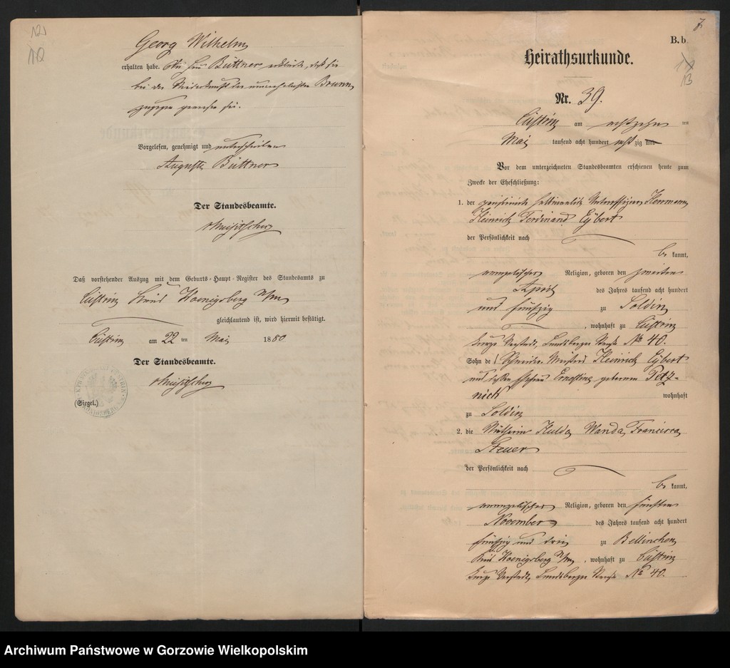 image.from.unit.number "Nebenregister des Standesamts zu Küstrin"
