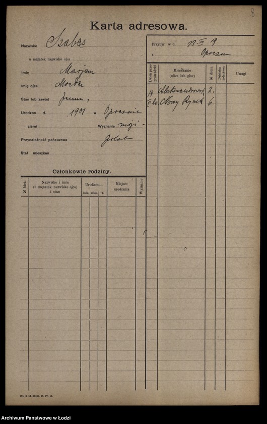 Obraz 10 z jednostki "[Spis ludności Łodzi] Syta-Szadkowski"