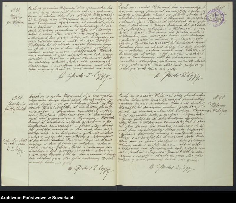 Obraz 9 z jednostki "Duplikat aktów urodzenia, ślubu i zejścia parafii Ewangelicko-Augsburskiej w Wiżajnach za rok 1920."
