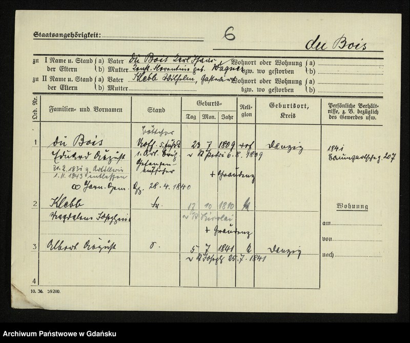 image.from.unit.number "Karty meldunkowe: Dubois ( du Bois) - Duerholz"