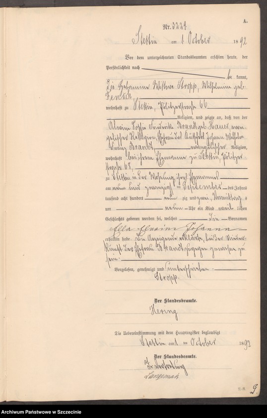 Obraz 8 z jednostki "Geburts-Register (Neben-Register) Band VIII"