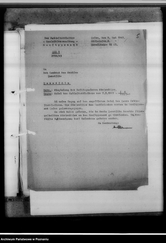 Obraz 9 z jednostki "Einziehungsprotokolle [ksiąg kościelnych] Kreis Jarotschin [powiat jarociński]"