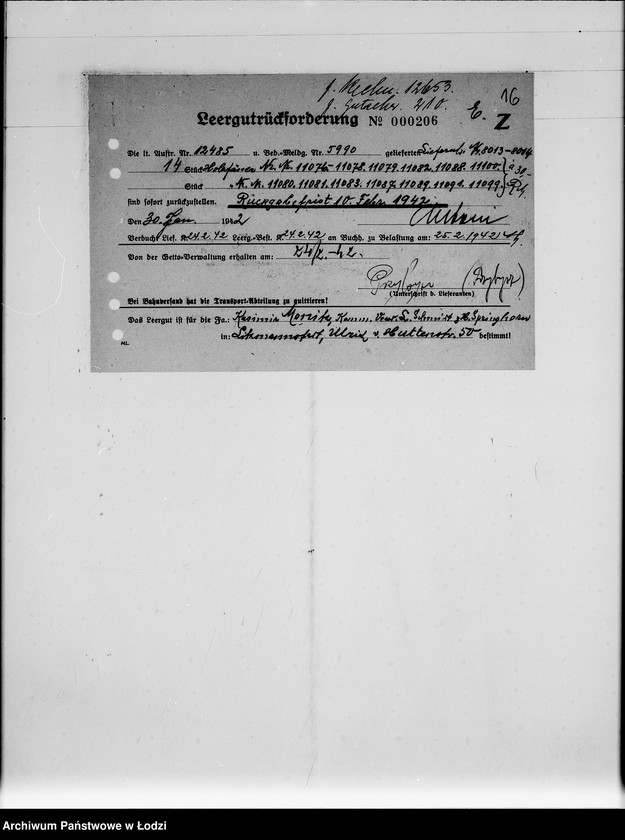 Obraz 20 z jednostki "M [rachunki za dostawy towarów dla Getta]"