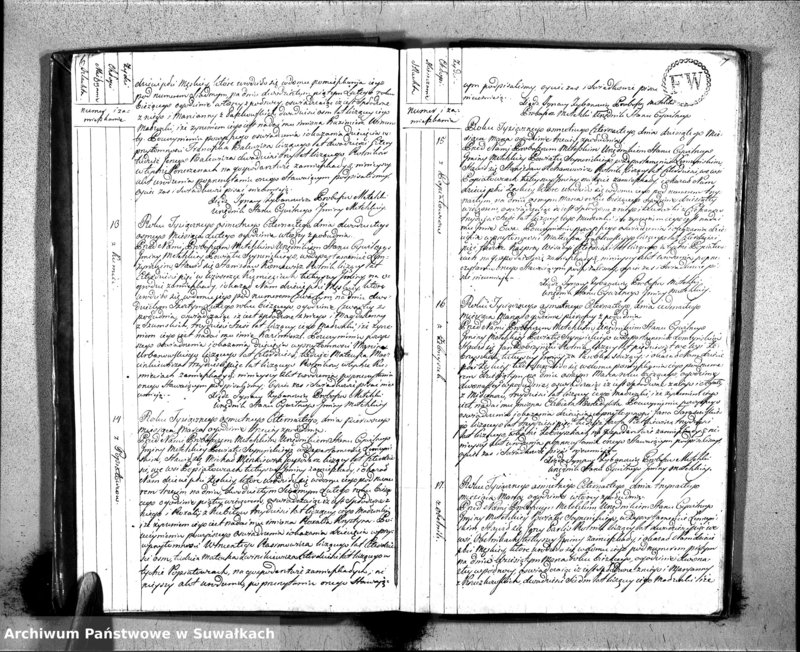 Obraz 7 z jednostki "Księgo Aktów Urodzenia Urzędnika Stanu Cywilnego Gminy Metelskiey Powiatu Seyneńskiego Departamentu Łomżyńskiego od 1 Stycznia Tysiąc Osimset Czternastego Roku 1814"