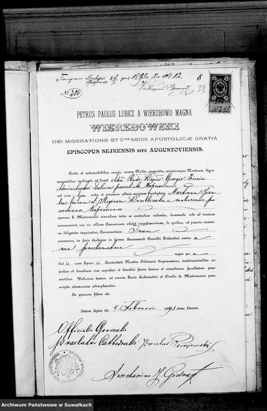 image.from.unit.number "Dokumenty k aktam brakosočetavšichsja Kopciovskago Rimsko-Katoličeskago Prichoda za 1893 god"