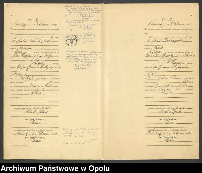 image.from.unit.number "Urząd Stanu Cywilnego Kobylice Księga urodzeń rok 1900"