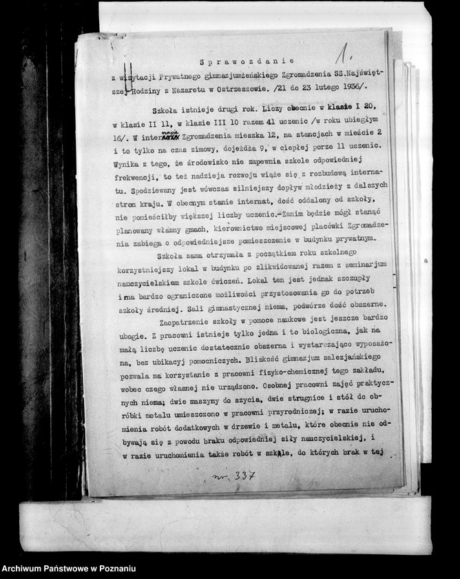 Obraz 5 z jednostki "Prywatne Gimnazjum Żeńskie Zgromadzenia SS. Najświętszej Rodziny z Nazaretu- Ostrzeszów"