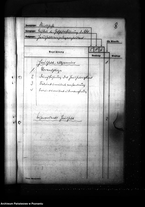 Obraz 12 z jednostki "Wykaz akt dla wydziału Wirtschaft und Arbeit"