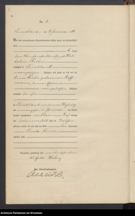 image.from.unit.number "Księga urodzeń USC Mieroszów (Friedland) 1903"