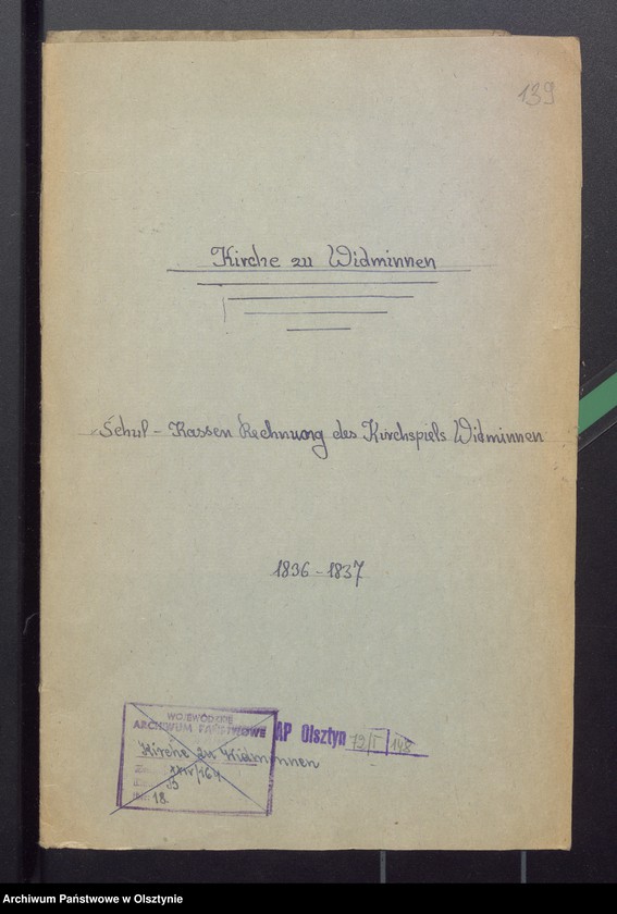 image.from.unit.number "Schul-Kassen Rechnung des Kirchspiels Widminnen"