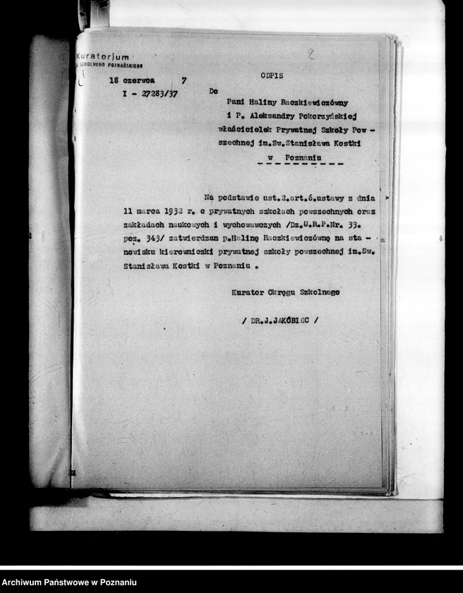 Obraz 5 z jednostki "Prywatna Szkoła Powszechna Raczkiewiczówny i Pokorzyńskiej w Poznaniu"