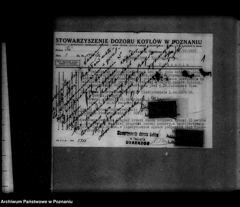 Obraz 5 z jednostki "Gorzelnia parowa dr Wizy majętność Sędziwy powiat szamotulski nr woj. kotła 1371"