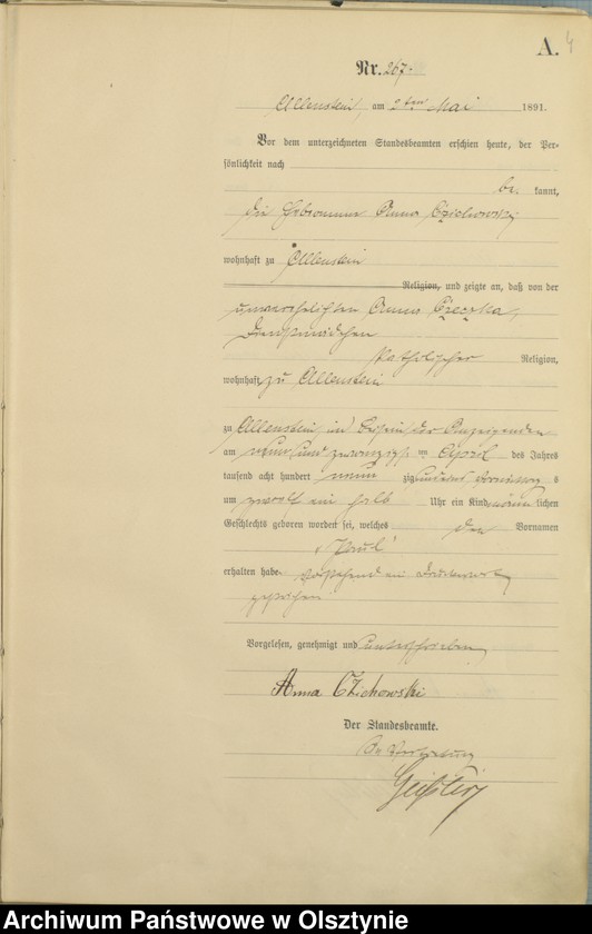 image.from.unit.number "Geburts-Haupt-Register Tom II,Nr 265 - 527"