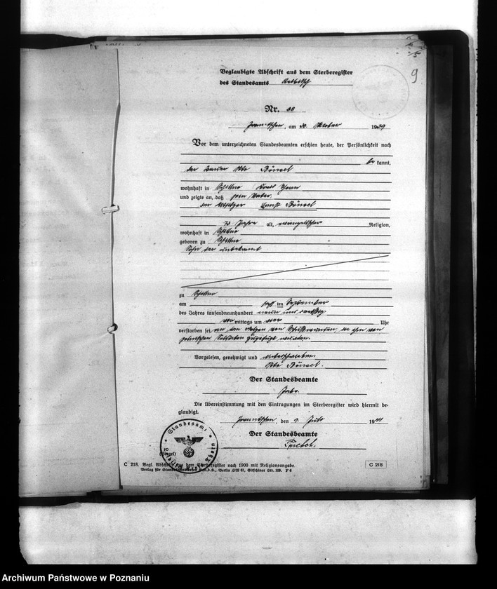 Obraz 13 z jednostki "Wykaz miejscowych Niemców, którzy zginęli w 1939 roku (pow) Thorn (Toruń)"