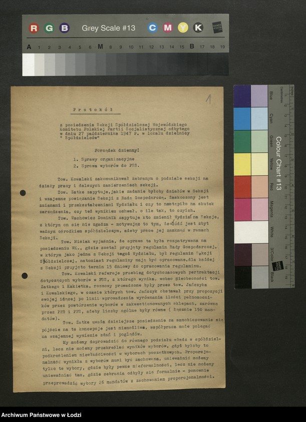 Obraz 2 z jednostki "Sekcja Spółdzielcza-protokoły posiedzeń, Sekcja spółdzielcza WK PPS i KW PPR-protokoły"