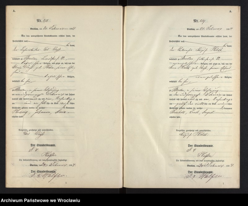 image.from.unit.number "Geburts-Haupt-Register Breslau II 1894 Band 3"