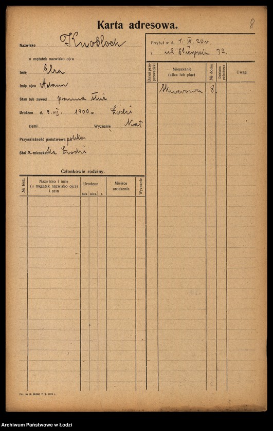 Obraz 10 z jednostki "[Spis ludności Łodzi] Knobloch - Kobyłecki"